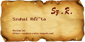 Szuhai Réta névjegykártya
